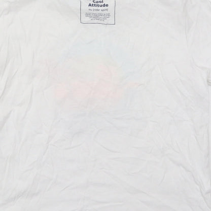 Okaidi Boys White  Cotton Basic T-Shirt Size 8 Years Crew Neck Pullover - Skater Spot