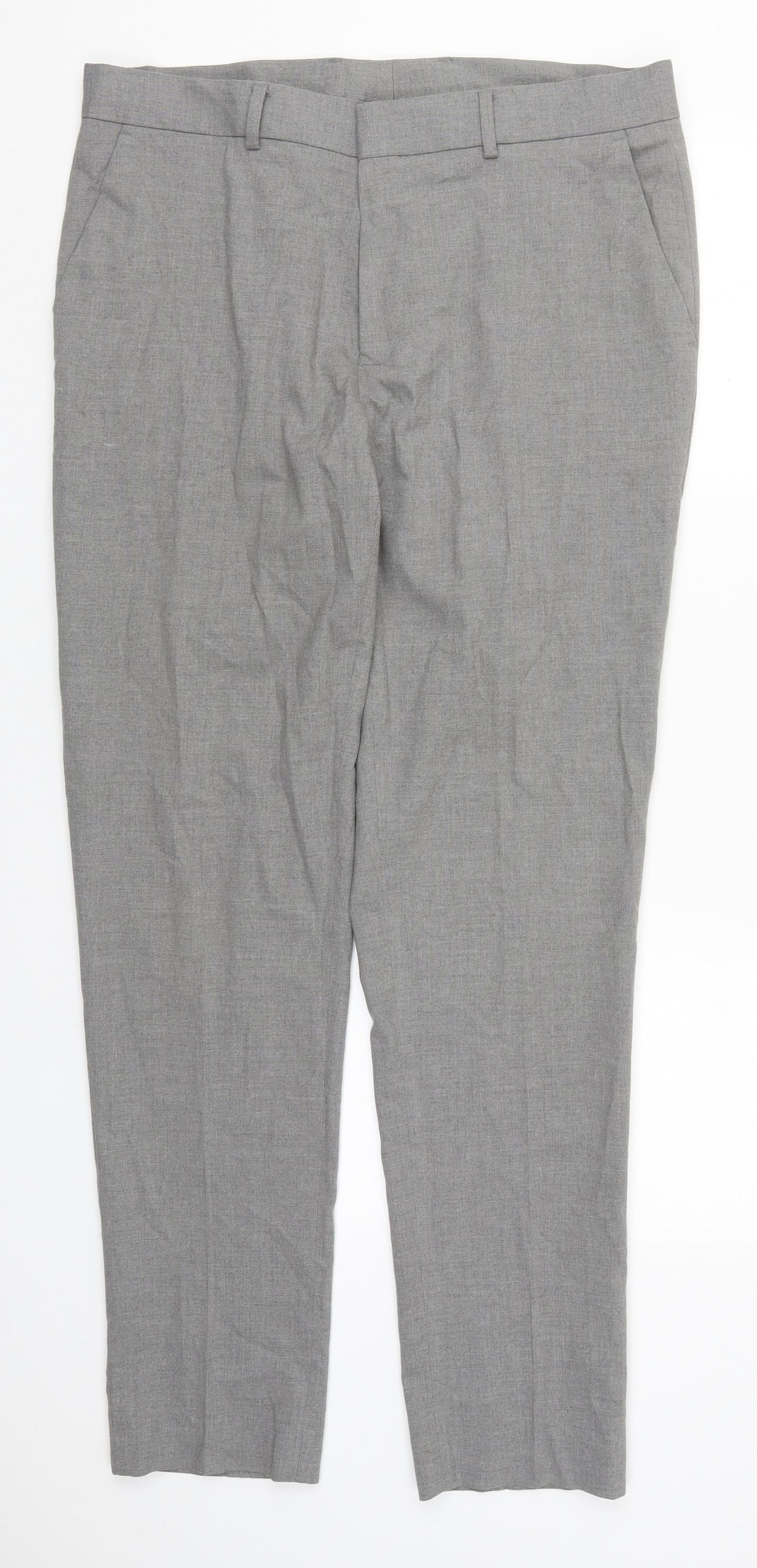 ASOS Mens Grey  Polyester Trousers  Size 32 L32 in Regular Hook & Eye