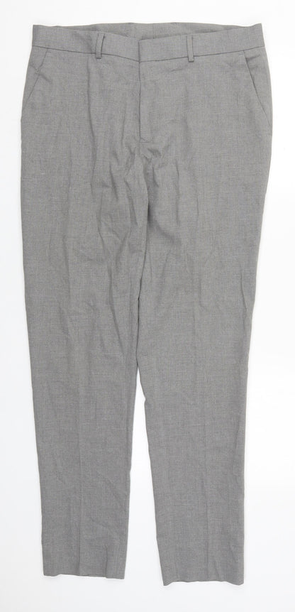 ASOS Mens Grey  Polyester Trousers  Size 32 L32 in Regular Hook & Eye