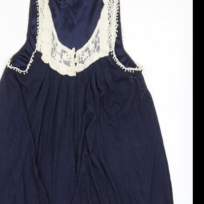 Womens UK Size 10 New Look Blue Basic Tank