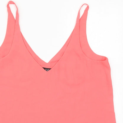 F&F Womens Pink  Polyester Basic Tank Size 12 V-Neck