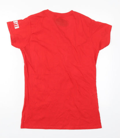 Preworn Womens Red  Cotton Basic T-Shirt Size L Crew Neck - Cymru Wales