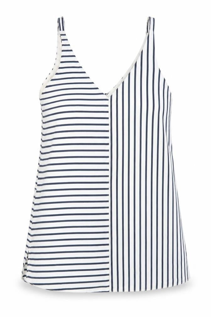 Topshop Womens Blue Striped Polyester Camisole Blouse Size 8 V-Neck