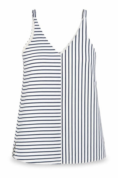 Topshop Womens Blue Striped Polyester Camisole Blouse Size 8 V-Neck