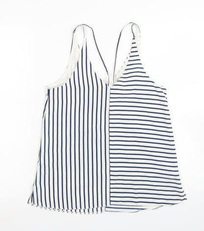 Topshop Womens Blue Striped Polyester Camisole Blouse Size 8 V-Neck