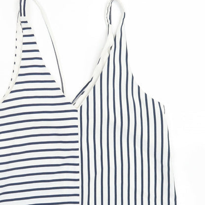 Topshop Womens Blue Striped Polyester Camisole Blouse Size 8 V-Neck