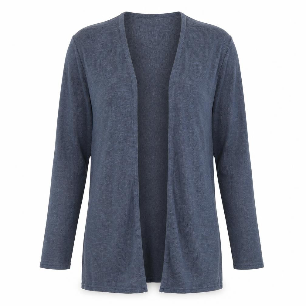 Front view of Divided women’s blue round neck polyester cardigan jumper, size XS