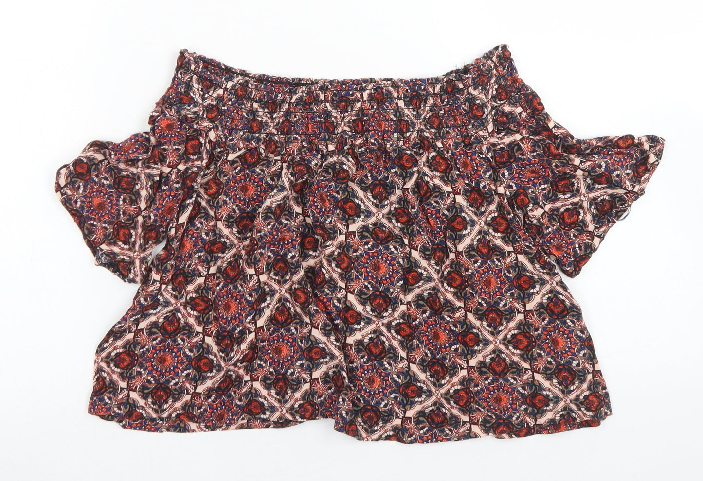 Womens UK Size 6 Topshop Red Cropped Blouse