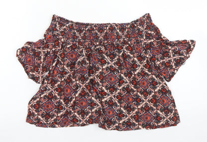 Womens UK Size 6 Topshop Red Cropped Blouse