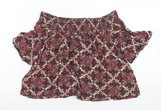 Womens UK Size 6 Topshop Red Cropped Blouse
