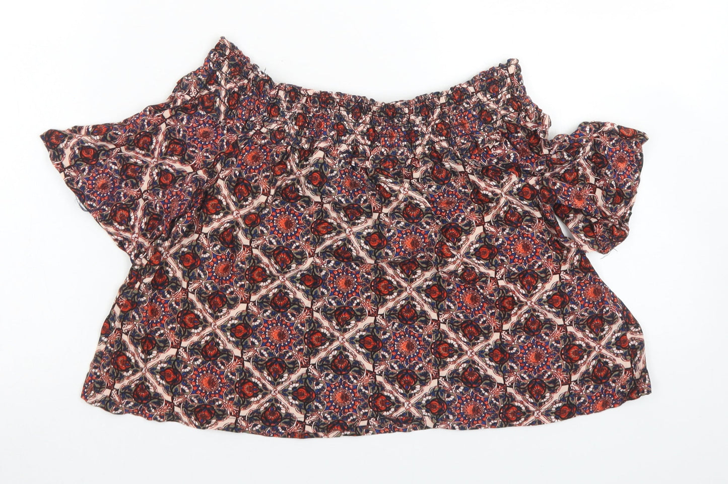 Womens UK Size 6 Topshop Red Cropped Blouse