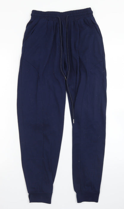 Howiton Womens Blue  Cotton Jogger Trousers Size S L25 in Regular Drawstring