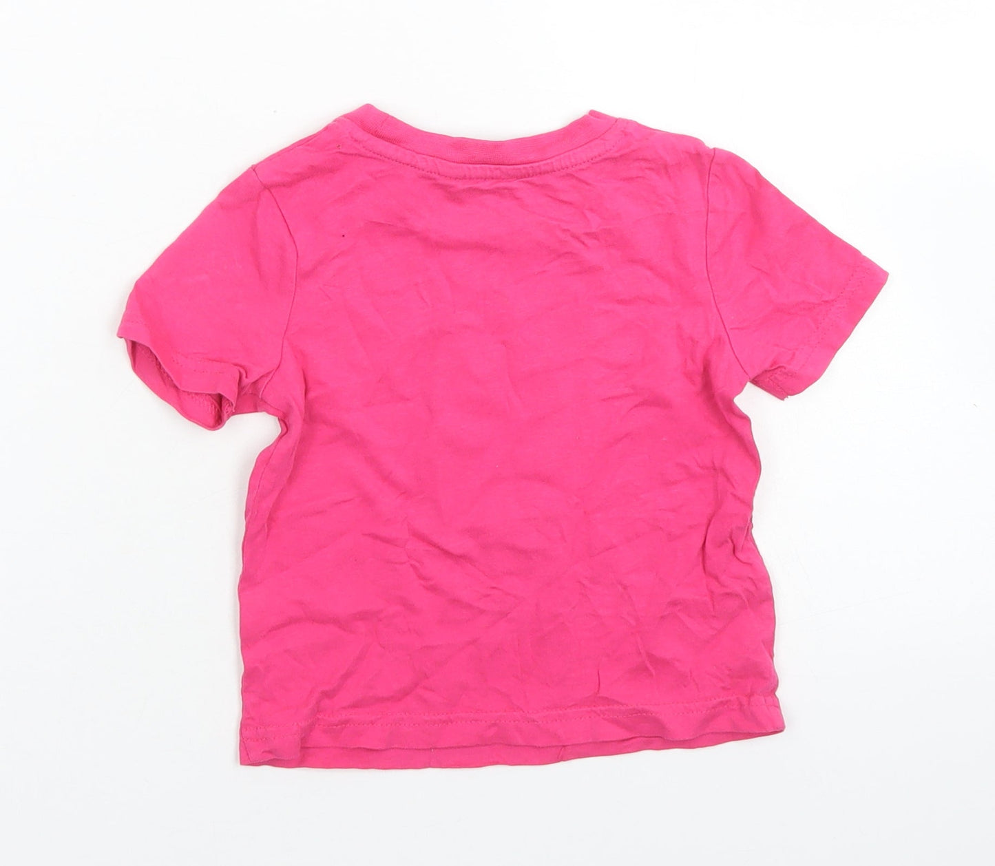 George Boys Pink  Cotton Basic T-Shirt Size 12-18 Months Crew Neck