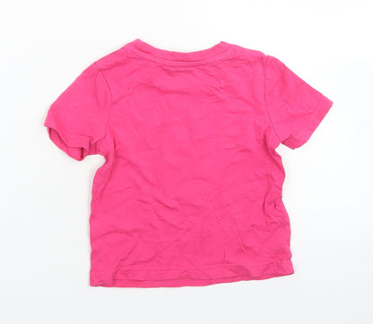 George Boys Pink  Cotton Basic T-Shirt Size 12-18 Months Crew Neck