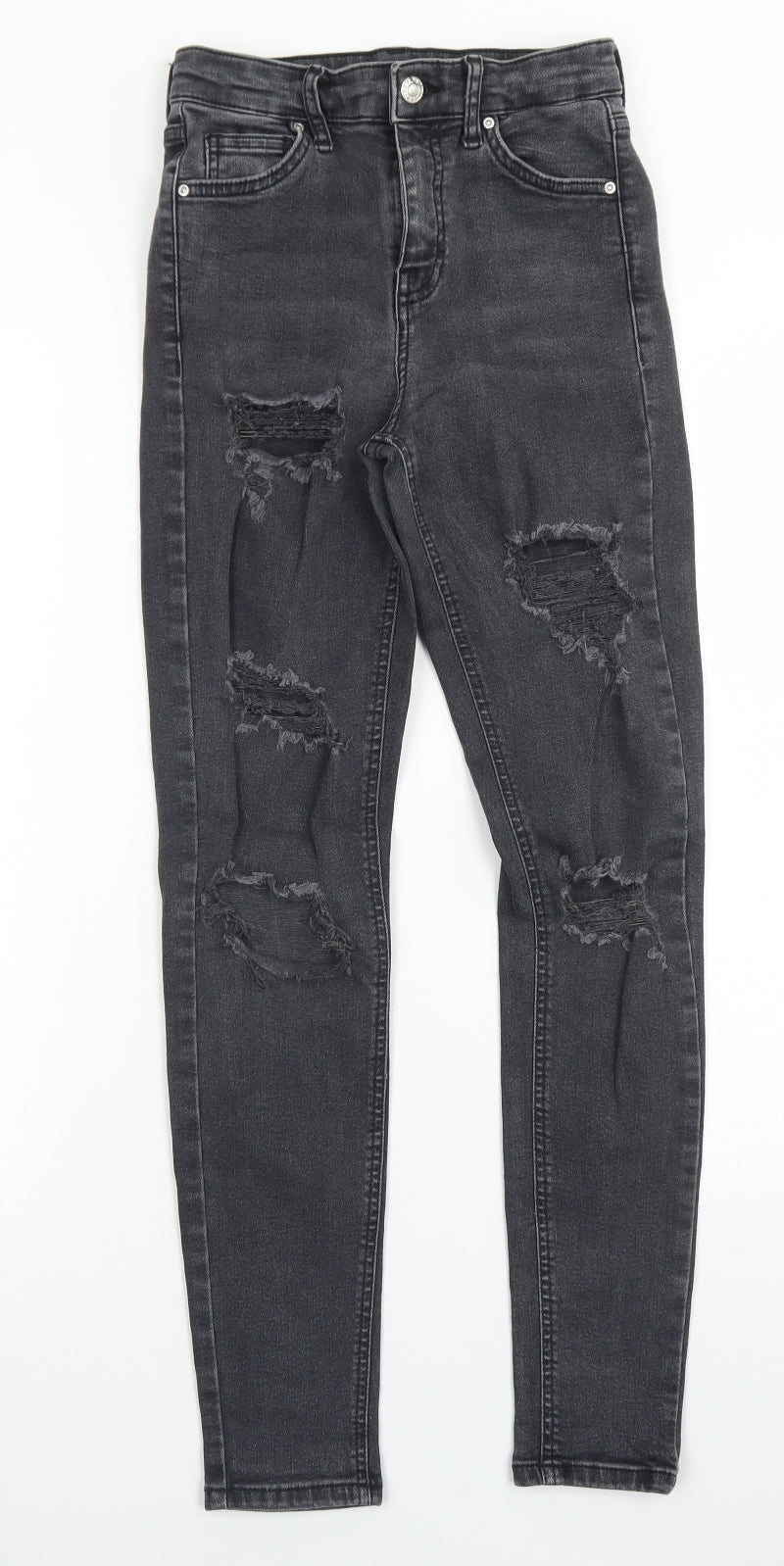 Topshop Womens Black  Cotton Skinny Jeans Size 25 in L32 in Regular Button