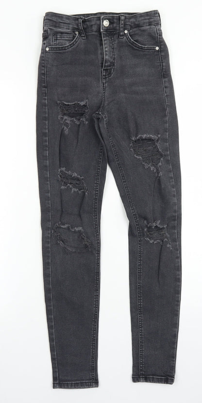 Topshop Womens Black  Cotton Skinny Jeans Size 25 in L32 in Regular Button