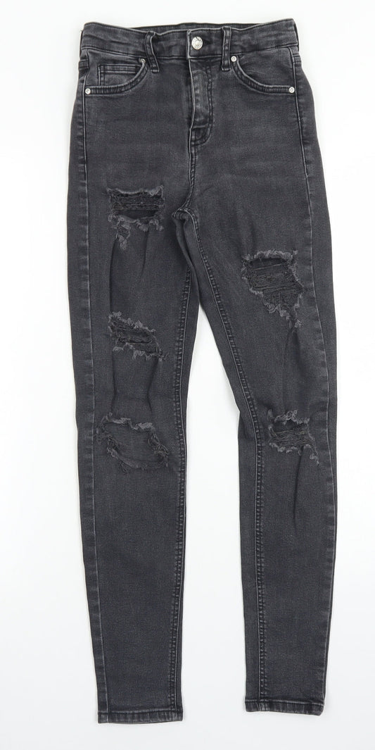 Topshop Womens Black  Cotton Skinny Jeans Size 25 in L32 in Regular Button