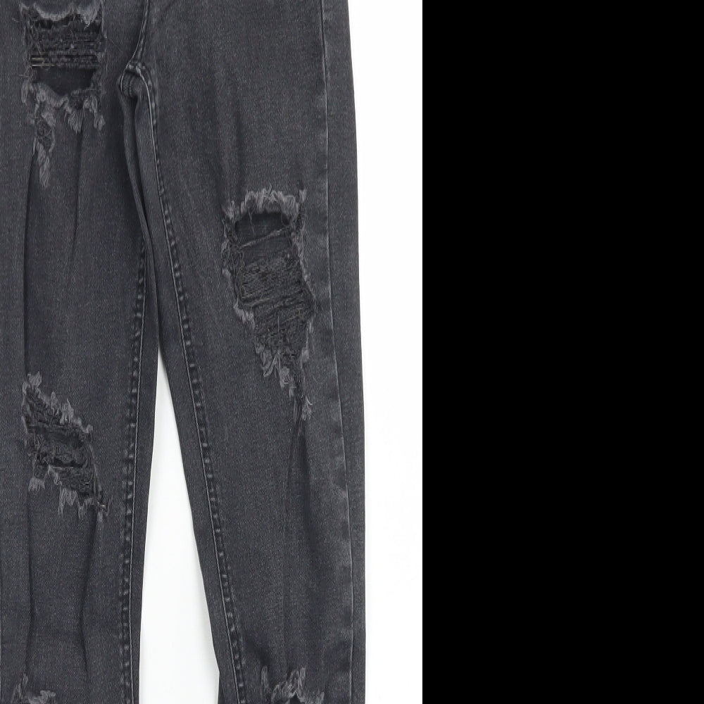 Topshop Womens Black  Cotton Skinny Jeans Size 25 in L32 in Regular Button