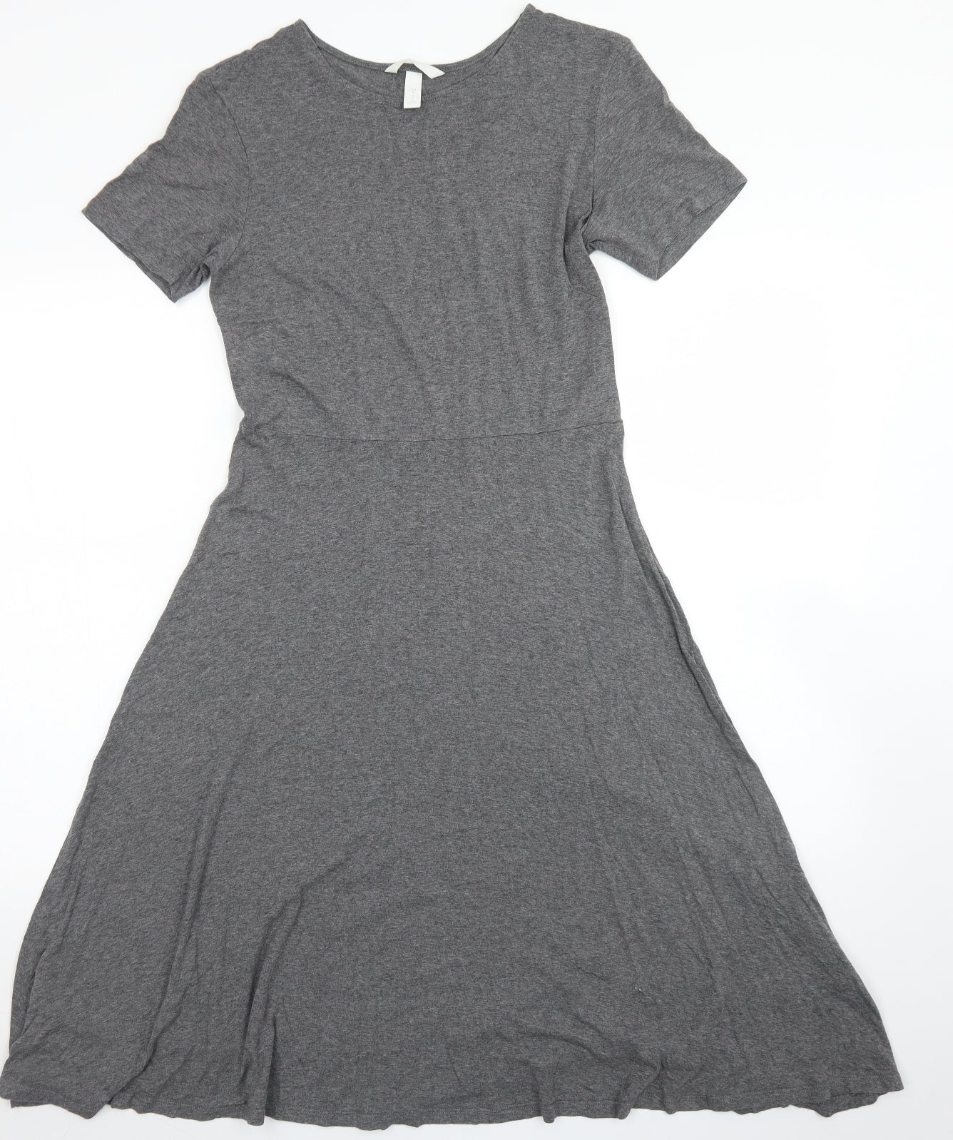 H&M Womens Grey  Viscose Skater Dress  Size M  Crew Neck