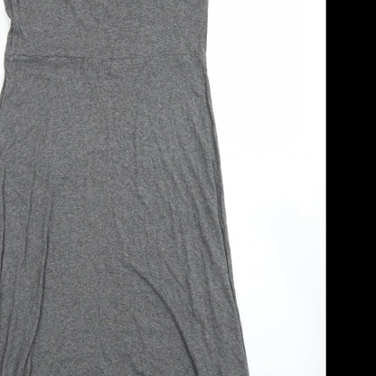 H&M Womens Grey  Viscose Skater Dress  Size M  Crew Neck