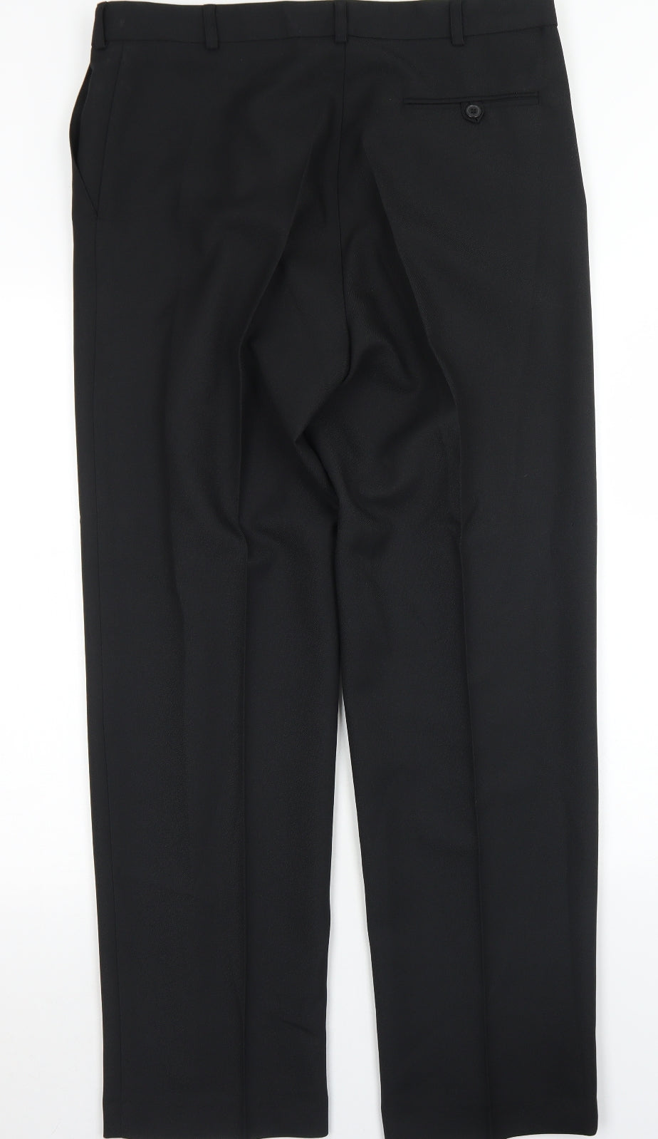 Preworn Mens Black  Polyester Dress Pants Trousers Size 36 in L30 in Regular Button