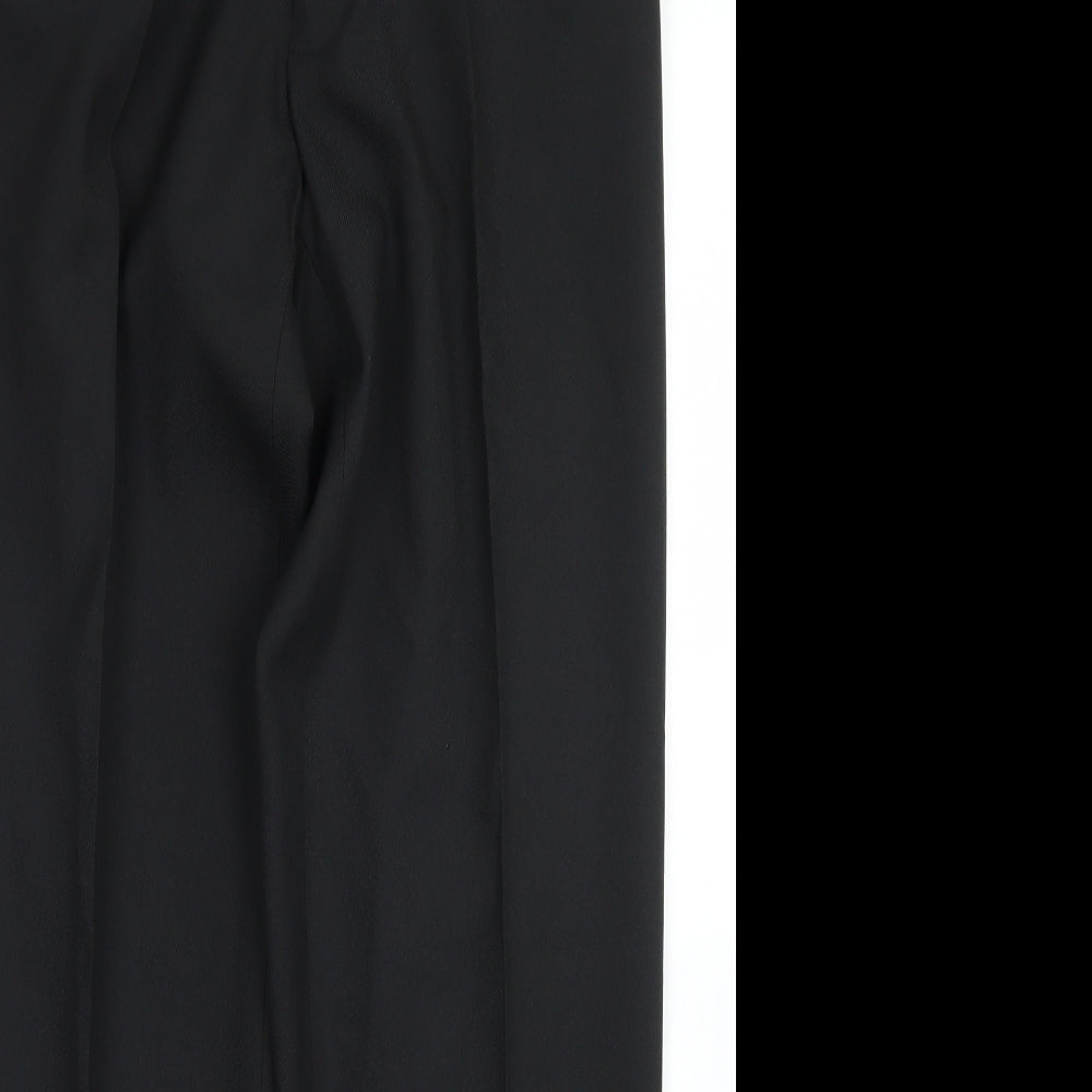 Preworn Mens Black  Polyester Dress Pants Trousers Size 36 in L30 in Regular Button