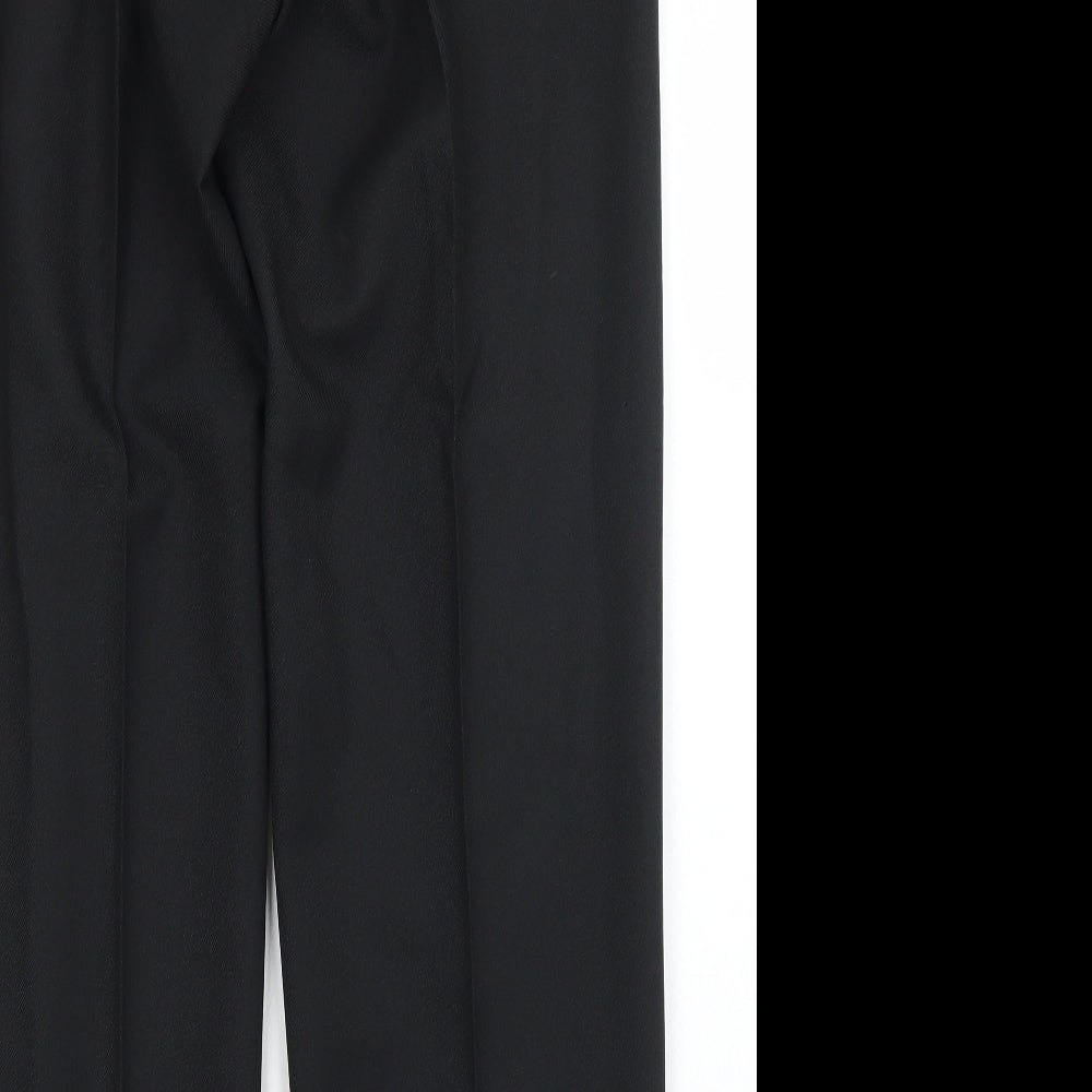 Preworn Mens Black  Polyester Dress Pants Trousers Size 36 in L30 in Regular Button