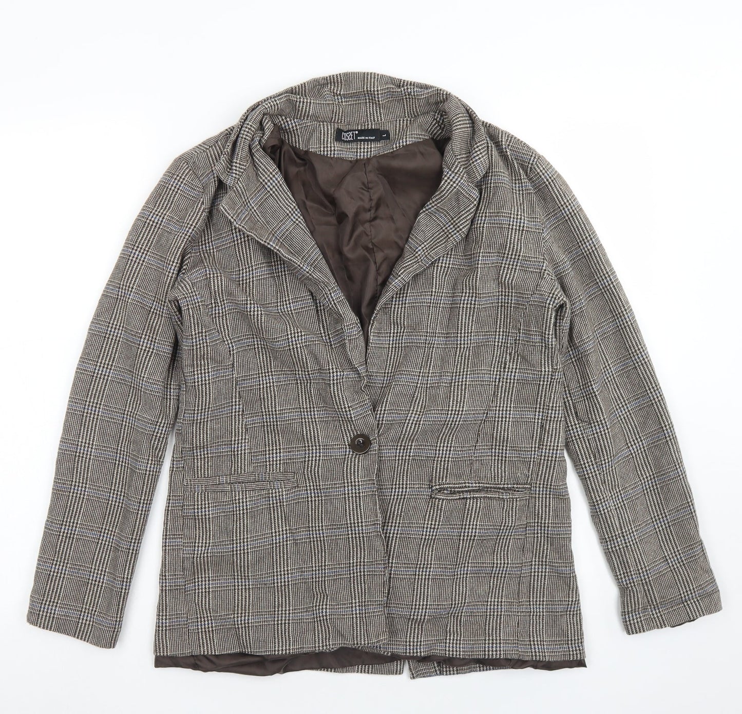Corset Womens Brown Plaid Cotton Jacket Blazer Size L