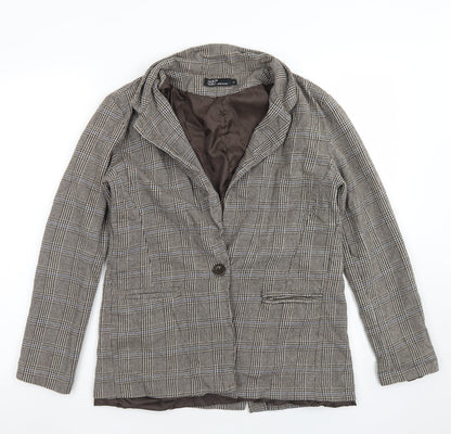 Corset Womens Brown Plaid Cotton Jacket Blazer Size L