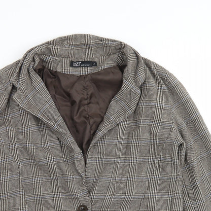Corset Womens Brown Plaid Cotton Jacket Blazer Size L