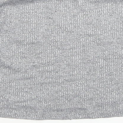 Miss E-vie Girls Grey  Polyester Cropped T-Shirt Size 9-10 Years Crew Neck