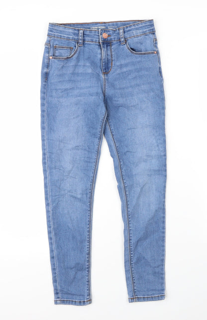 Primark Girls Blue  Cotton Skinny Jeans Size 9 Months L22 in Regular Zip