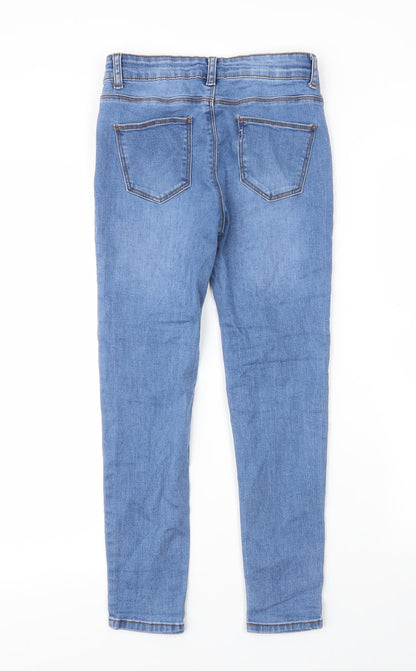 Primark Girls Blue  Cotton Skinny Jeans Size 9 Months L22 in Regular Zip