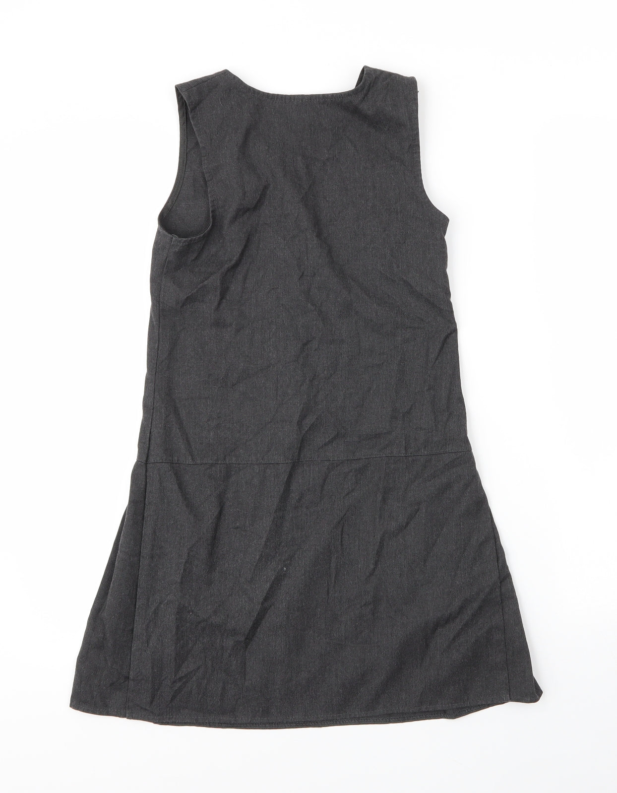 George Girls Grey  Viscose Pinafore/Dungaree Dress  Size 8 Years  Round Neck Zip