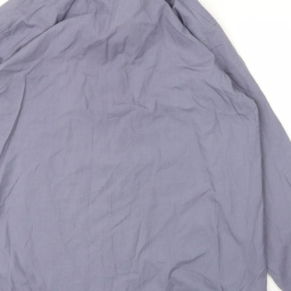 Ambience Mens Blue  Cotton  Button-Up Size 16 Collared Button