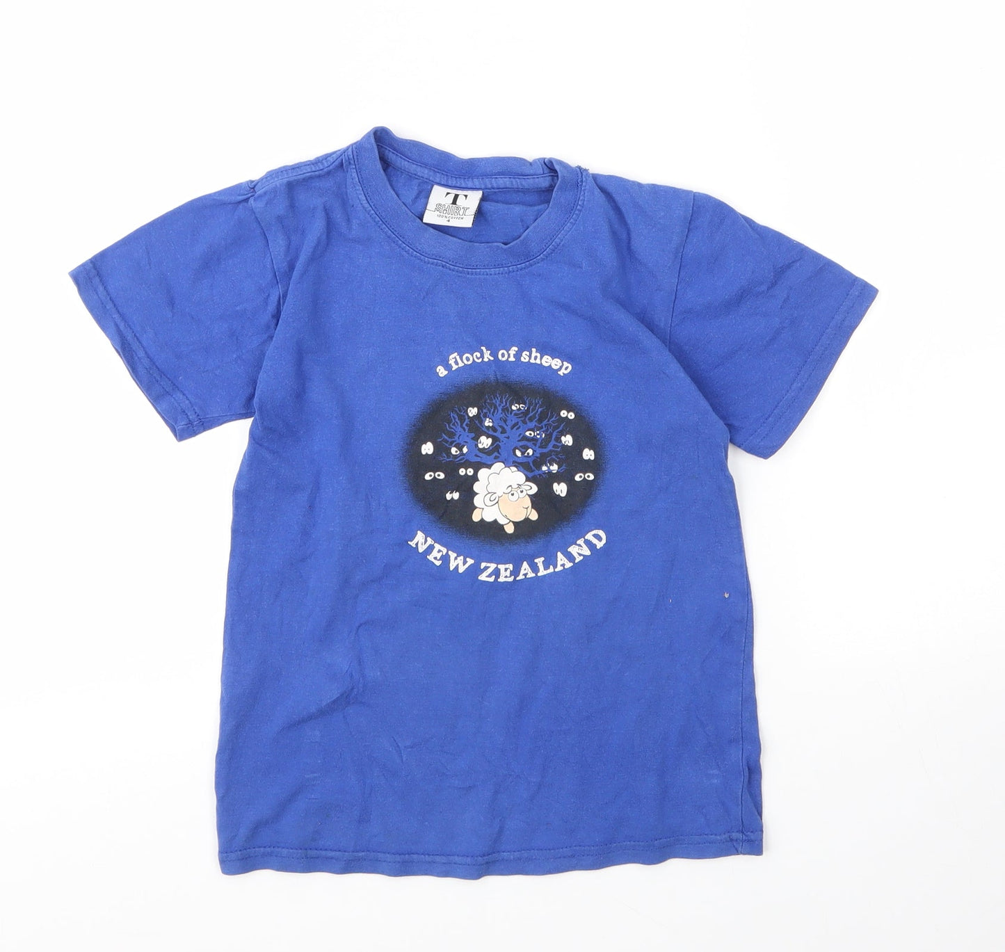 Preworn Boys Blue  Cotton Basic T-Shirt Size 4 Years Round Neck