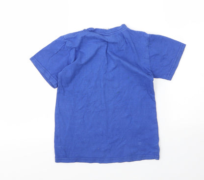 Preworn Boys Blue  Cotton Basic T-Shirt Size 4 Years Round Neck