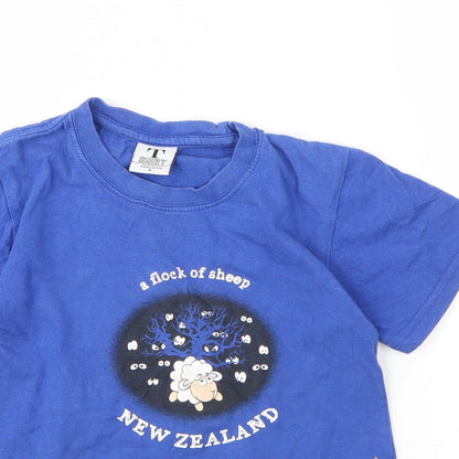 Preworn Boys Blue  Cotton Basic T-Shirt Size 4 Years Round Neck
