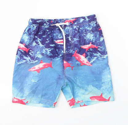 Hullabaloo Boys Blue  Polyester Sweat Shorts Size 5 Years  Regular Drawstring