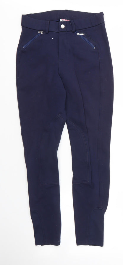 John Whitaker Womens Blue  Cotton Carrot Trousers Size 24 in L26 in Regular Zip