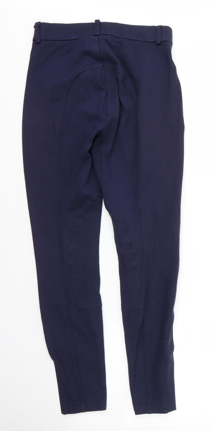 John Whitaker Womens Blue  Cotton Carrot Trousers Size 24 in L26 in Regular Zip