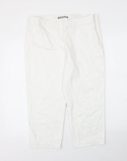 Womens UK Size L M&S Regular Fit Capri White Trousers