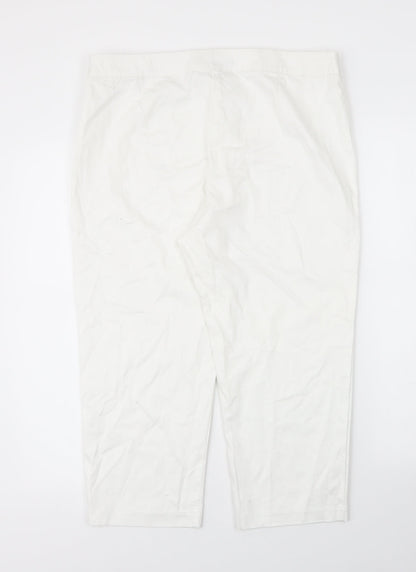 Womens UK Size L M&S Regular Fit Capri White Trousers