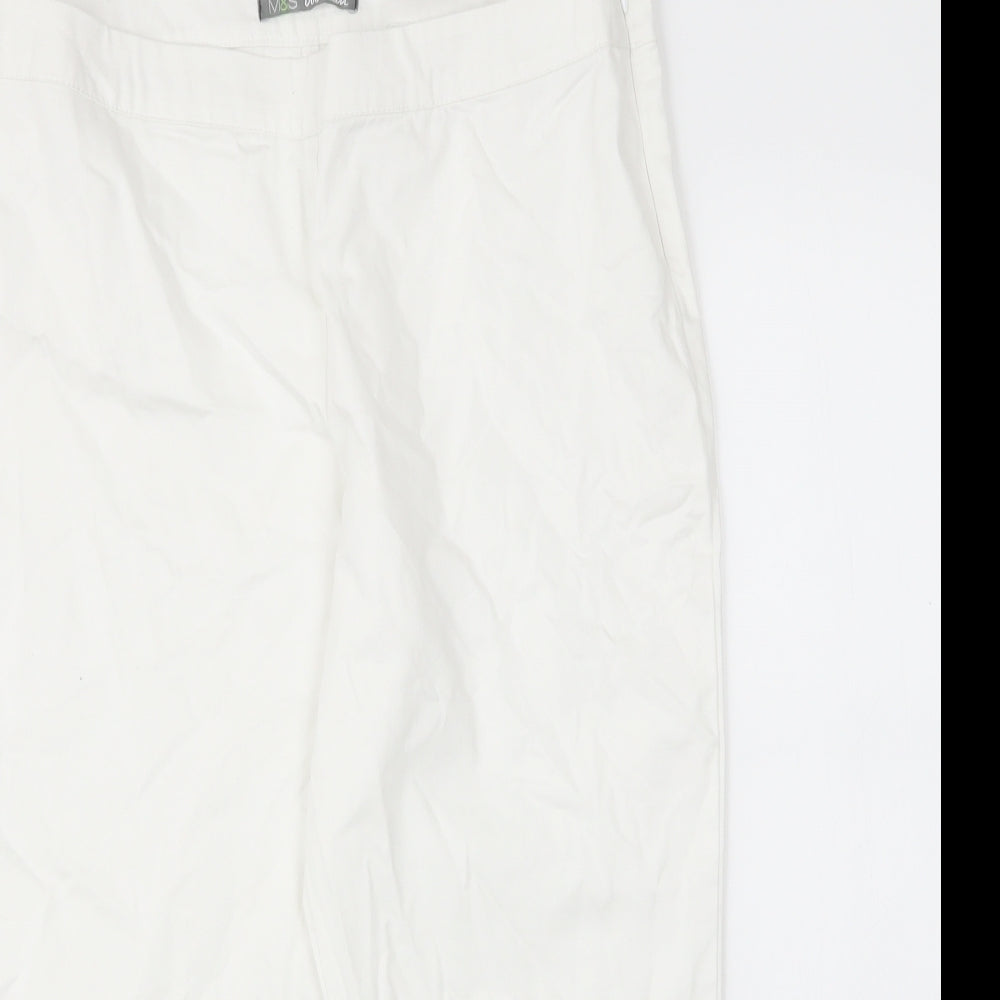 Womens UK Size L M&S Regular Fit Capri White Trousers