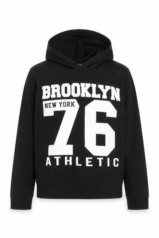 Front view of A to Z 4 Kids girls’ black viscose pullover hoodie, size 11, years