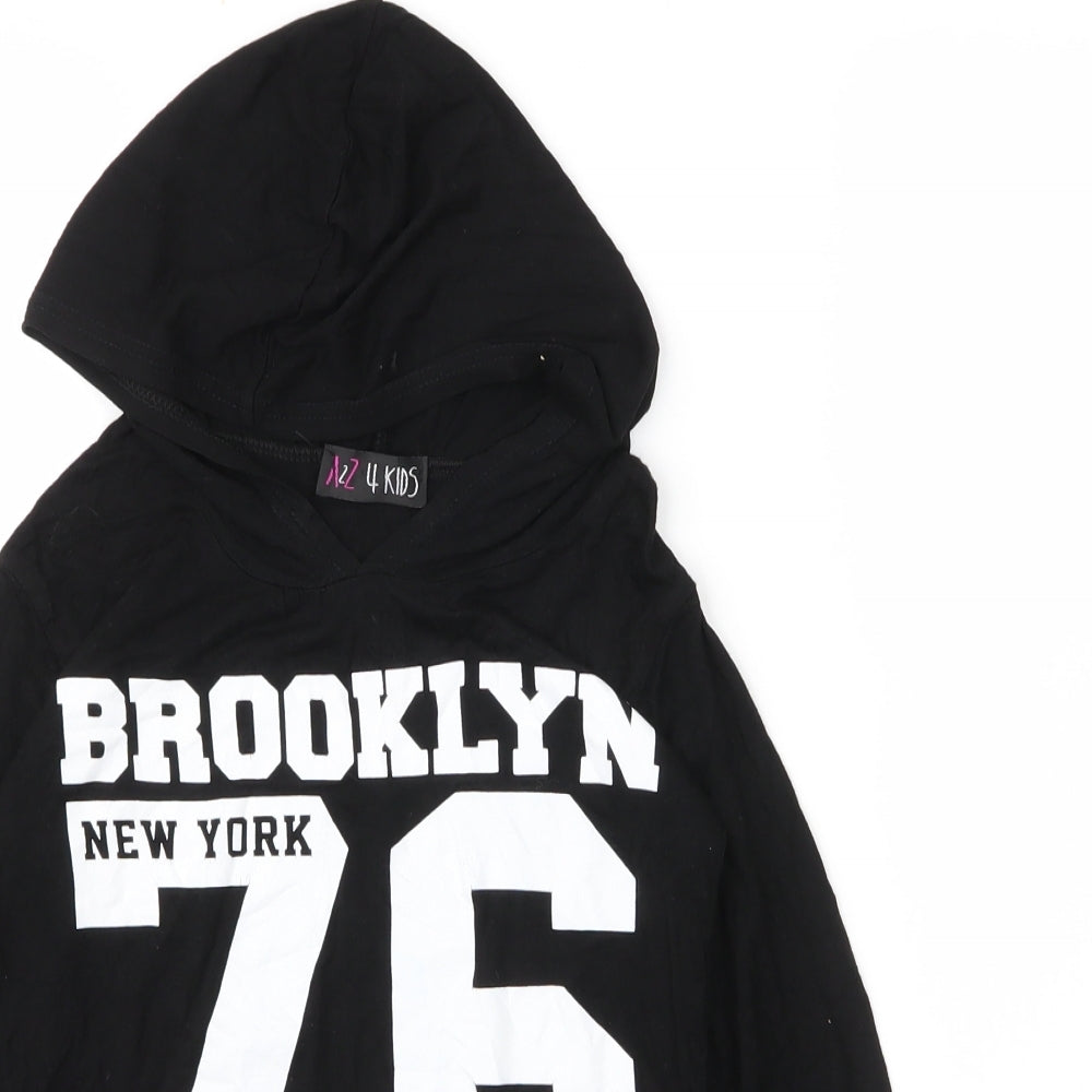 A to Z 4 Kids Girls Black  Viscose Pullover Hoodie Size 11 Years