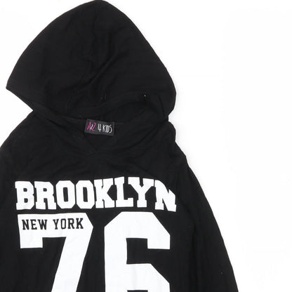 A to Z 4 Kids Girls Black  Viscose Pullover Hoodie Size 11 Years