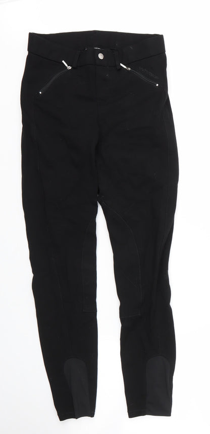 John Whitaker Womens Black  Cotton Carrot Trousers Size 26 in L28 in Regular Zip