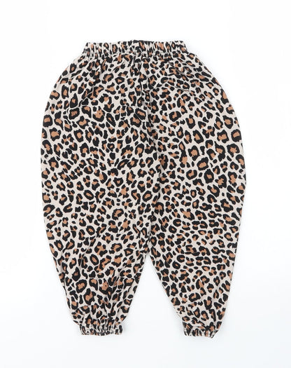 Preworn Girls Beige Animal Print Polyester Bloomer Trousers Size 3 Years  Regular  - Leopard print