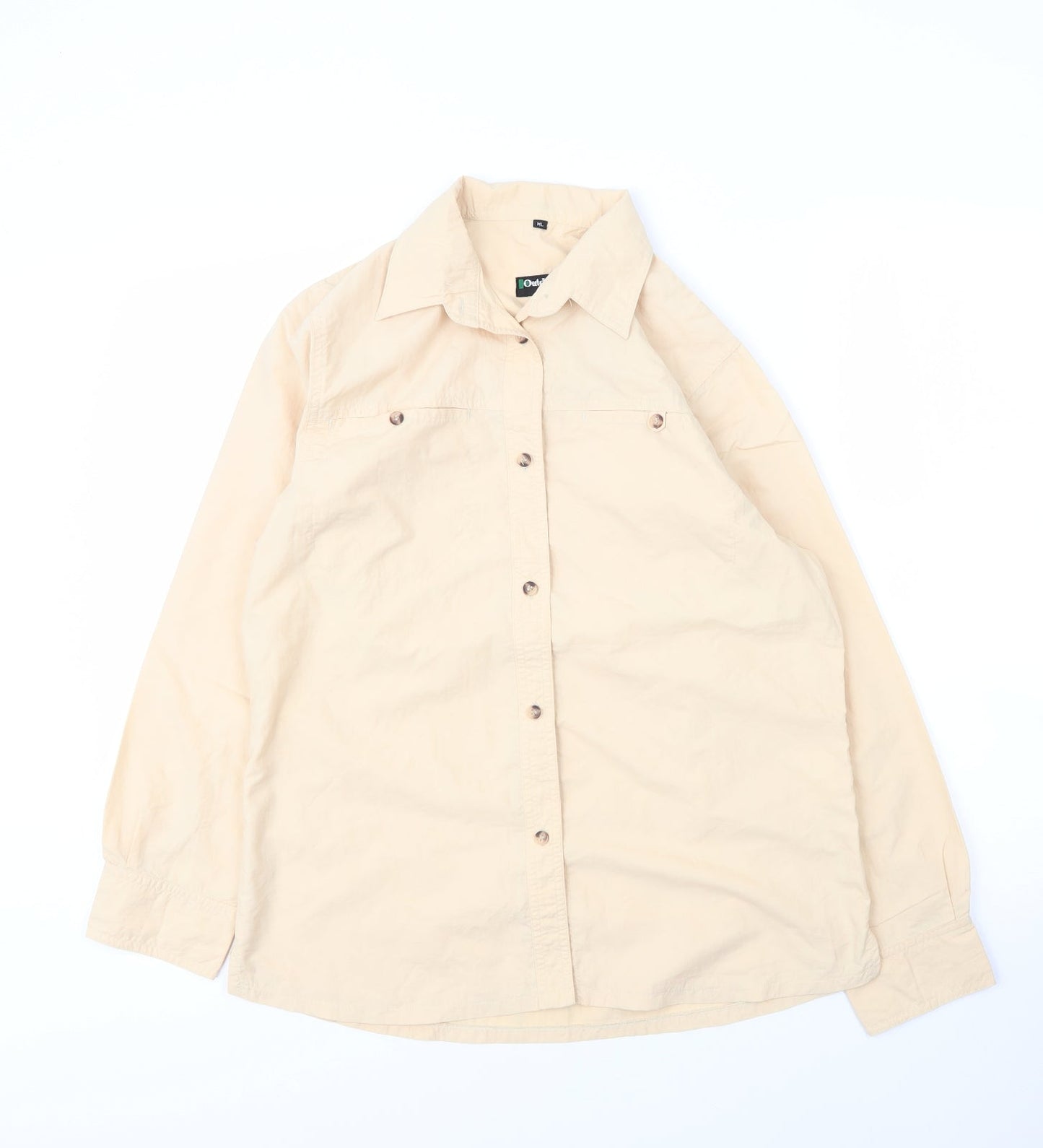 Mens UK Size M Outdoors Beige  Button-Up Long Sleeve Casual Shirt